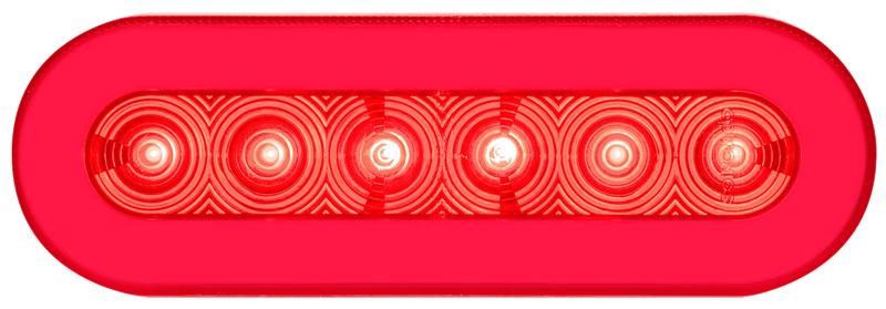 Optronics STL-111RB GLOlight 6 Inch Oval Red LED Stop/Turn/Tail Light - Red Lens - 22 Diode